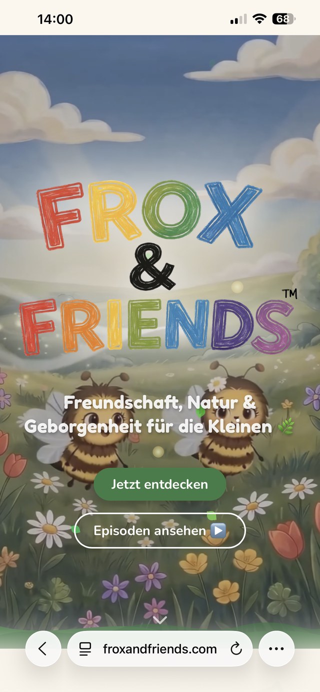 Website Frox & Friends in der Mobil-Ansicht