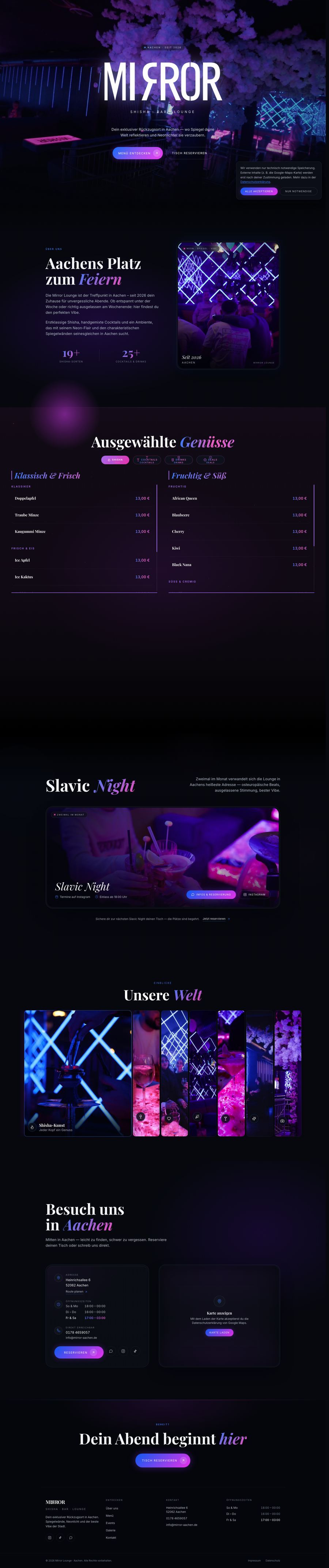 Website Mirror Aachen in der Desktop-Ansicht