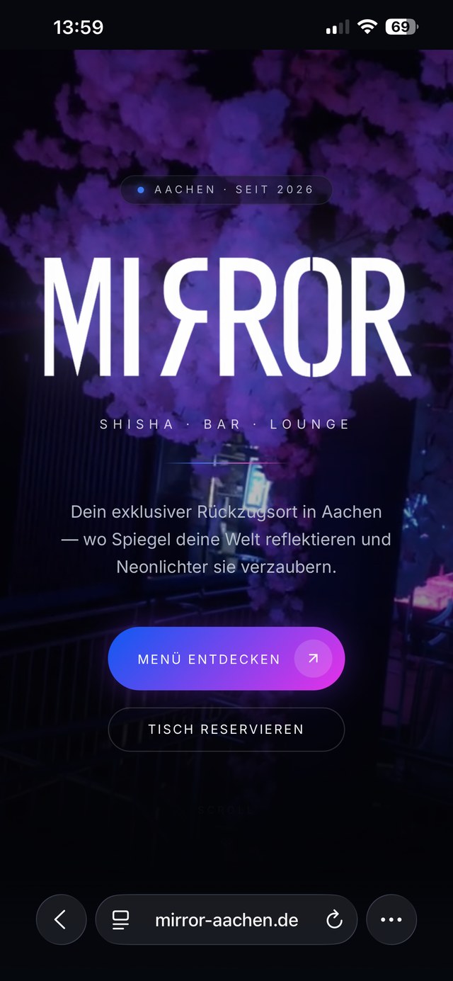 Website Mirror Aachen in der Mobil-Ansicht